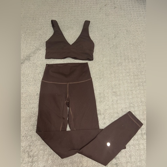 lululemon athletica Pants - Lululemon Espresso Align V-Neck Bra and Wunder Train Leggings